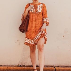 Orange bohemian dress